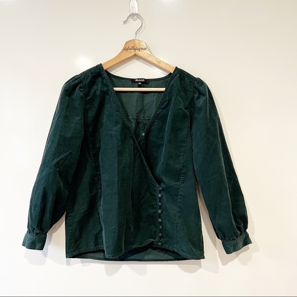 Madewell Corduroy Kinston Side-Button Wrap Top - Picture 4 of 14